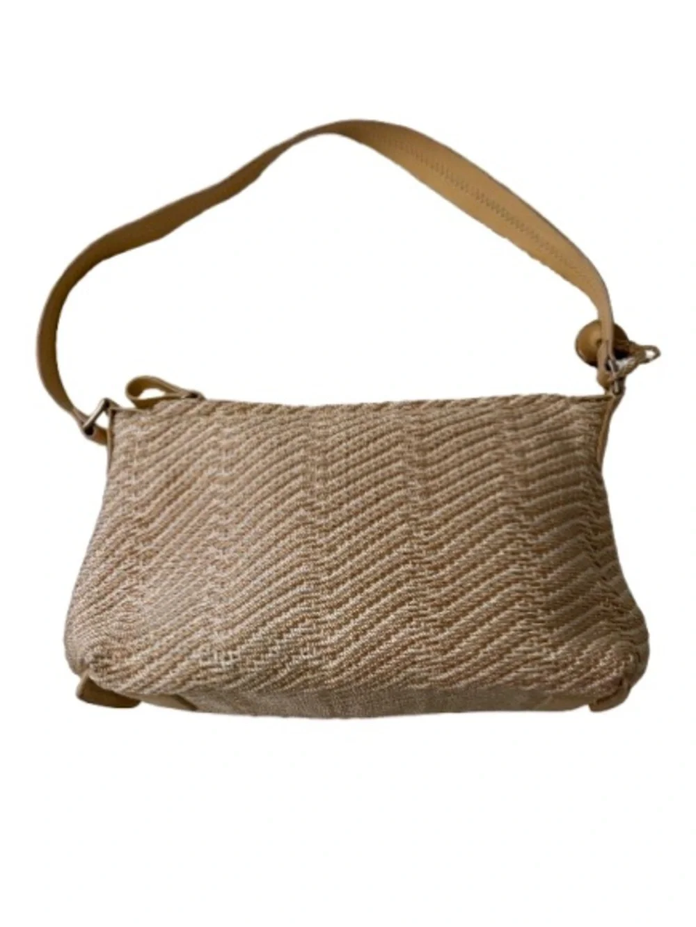 The Sak Woven Crochet Shoulder Bag Beige Neutral Boho Y2K Zip Purse
